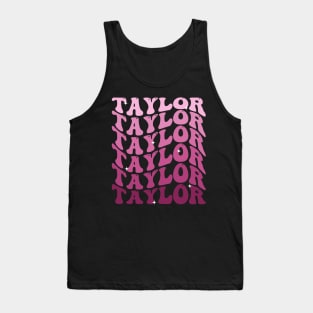 TAYLOR First Name Girl Retro Groovy Birthday Tank Top